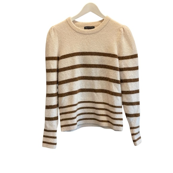 Banana Republic Puffed Sleeve Striped Sweater Oversized Size Small Alpaca Wool - Picture 8 of 8